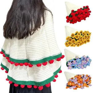 Handmade Crocheted Blanket Reusable Flower Bouquet Blankets Soft Knitting Throw Blankets for Sofa Throw Nursery Blanket Mattress