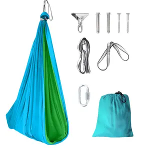 Kids Calming Cocoon Sensory Swing, Indoor Outdoor Therapy Hammock with 360° Swivel, 300lbs Weight Capacity for Sensory Needs