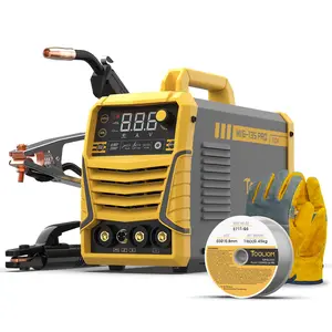 [fathersdaygift] TOOLIOM MIG-135-PRO 135A 110V Flux Core Welder, 3-in-1 Gasless MIG/Lift TIG/Stick Welding Machine, Portable IGBT Inverter Wire Feed Welder with Digital Display, Includes Gloves & E71T-GS Wire