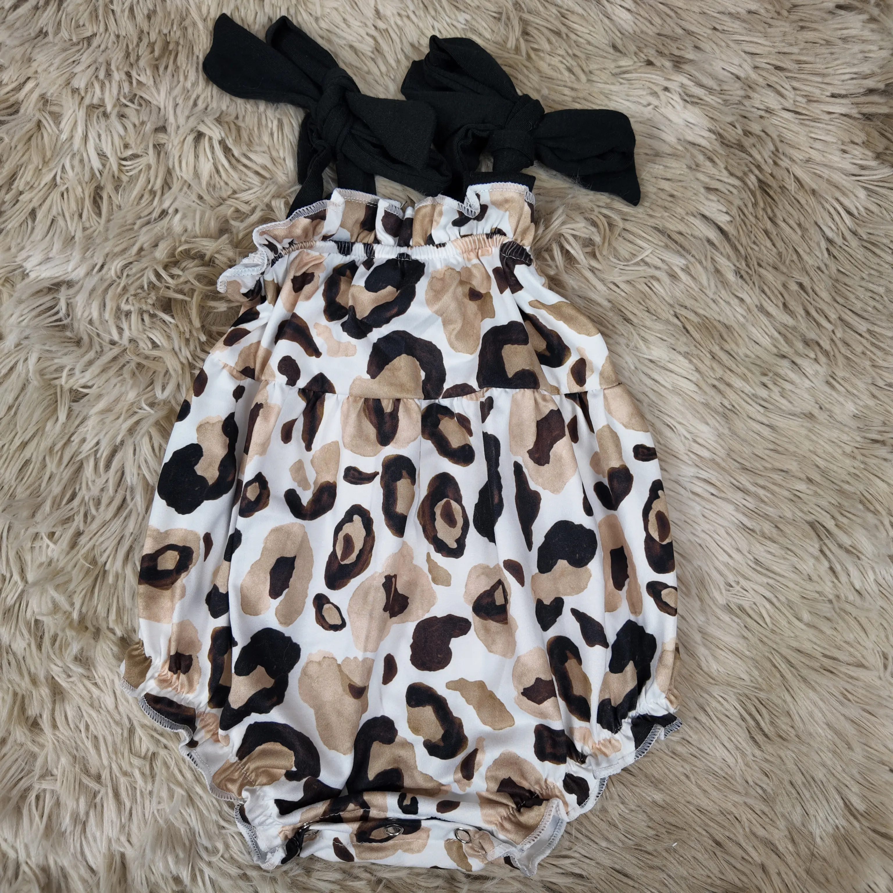 Baby Girls' Onesie Bodysuit, Cute Casual Leopard Print Sleeveless Summer Romper with Embroidery & Adjustable Straps, Infant Outfit 0-2Y, Baby Clothes Girl, Sleeveless Onesies, Bubble, Embroidered, 2T, One-Piece