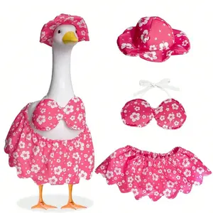 Hawaiian Sakura Pattern Bikini, 17/23 Inch Cement Goose Decor, Bird Decorations, Home Ornament, Holiday, Home Party, Garden and Yard Decoration, Outdoor Garden Accessories