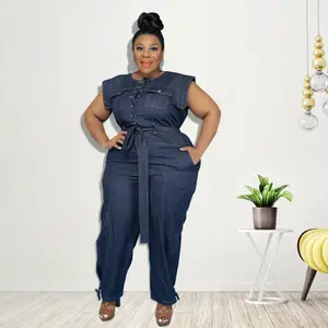 Summer Style Washed Denim Casual Jumpsuit