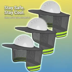 Full Brim Hard Hat Sunshade – Reflective Neck Cover for UV Protection, Fits Most Hard Hats