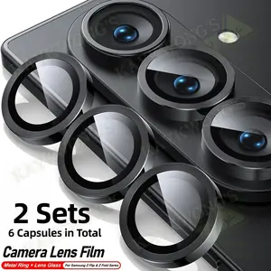 KAYKWONG'S 2-Pack Lens Protector Set for Samsung Galaxy Z Fold 4/5/6/7 Series, Full Coverage Metal Ring + 9h Tempered Glass Film, Camera Protection Cover, Smartphone Accessories