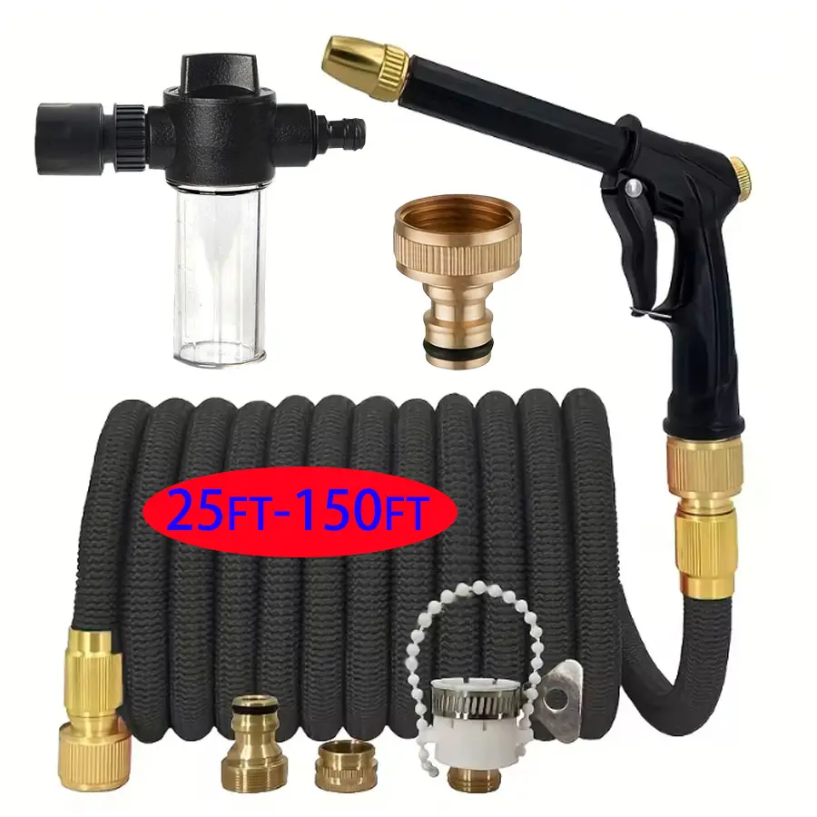 Expandable Outdoor Garden Watering Hose, Water Gun, Nozzle, Us3/4 Connector, Universal Adapter, Sprinkler Head, Irrigation Device for Gardening & Cleaning