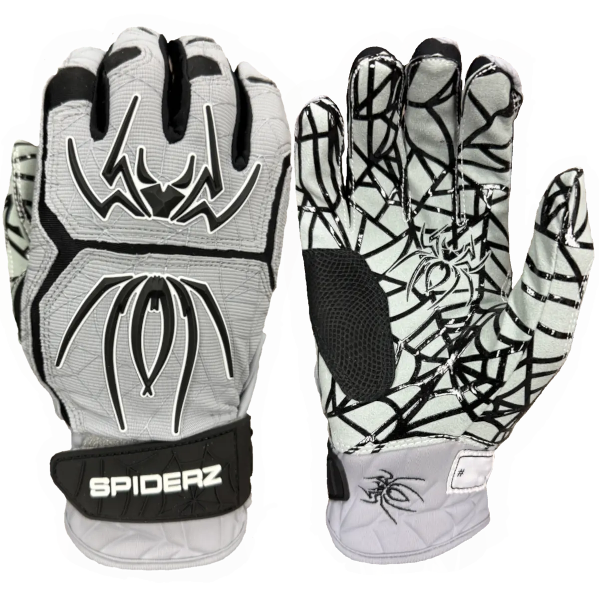 Spiderz HYBRID Batting Gloves - Silver/Black