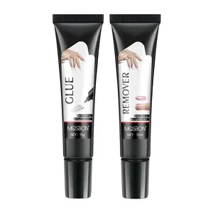 2-in-1 Press-On Nail Glue & Remover Kit, 15g/15ml Large Capacity No UV Nail Adhesive Set Large Capacity Fake Nail Glue & Remover, Quick Dry Press-On Nail Bond & Gentle Removal Set