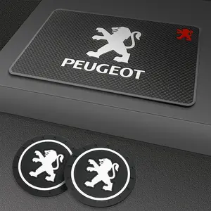 For Peugeot 208 3008 308 2008 207 107 508 607 106 406 407 307 206 301 4 Car Anti-slip pads coaster Water Cup silicone coasters bottle racks interior decoration 1/2Pcs Interior Car Accessories