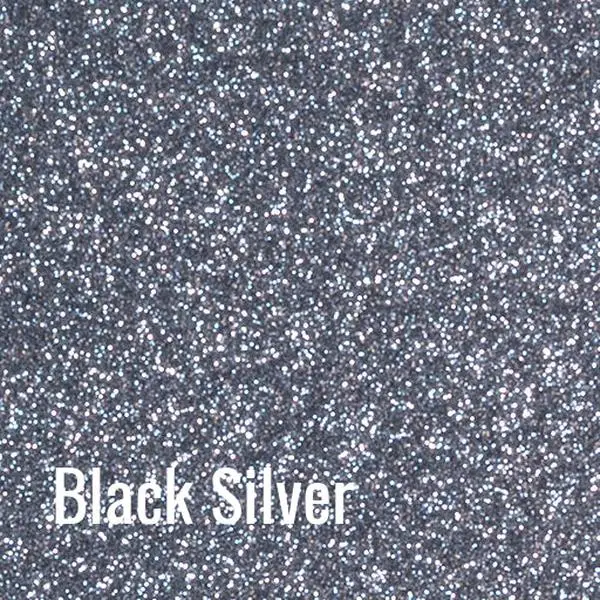 12" Black Silver - Siser Glitter Heat Transfer Vinyl (HTV)