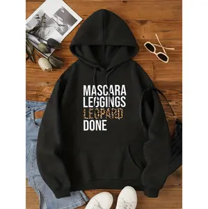 Stylish Leopard Print Alphabet Hoodie For Women Cozy Knit Sweatshirt With Drawstring And Pockets Perfect For Fall Winter Comfort