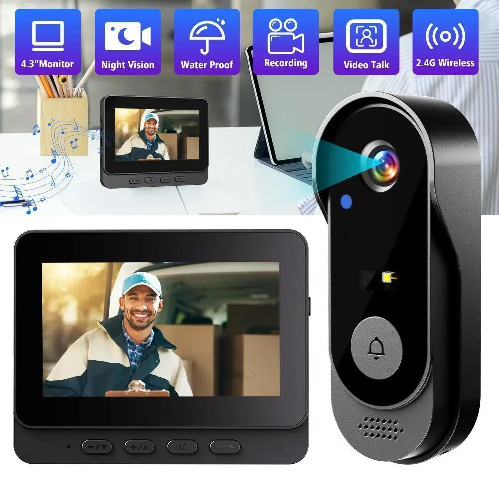 【Summerfinds】1080P Wireless Doorbell Camera with Monitor Screen, No WiFi & No APP Required, Free Storage, No Subscription, Waterproof Two-Way Audio Video Intercom, 170° View Angle, Night Vision, Ideal Valentine’s Day Gift
