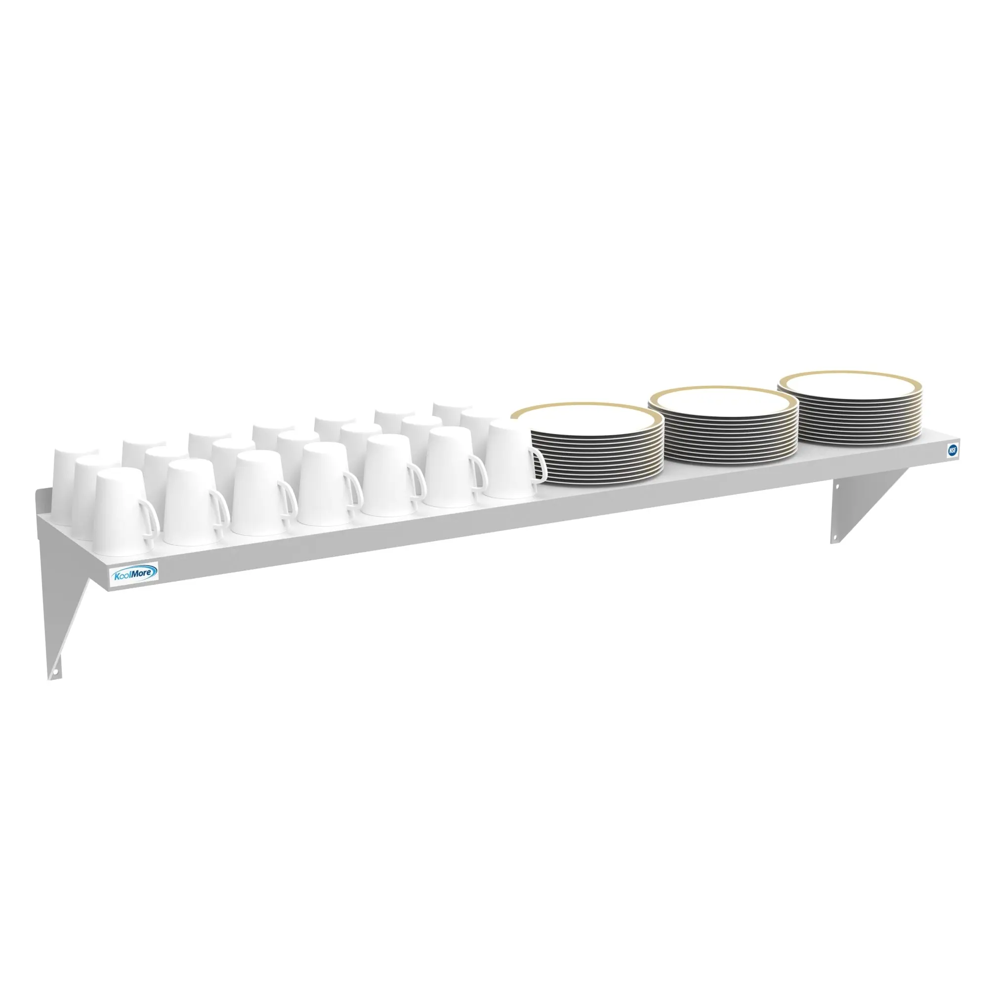12x60 in 18-Gauge Stainless-Steel Heavy-Duty Wall Shelf, 1.5 in. Backsplash, 286 lbs Capacity, NSF Certified Wall-Mounted Storage for Kitchen
