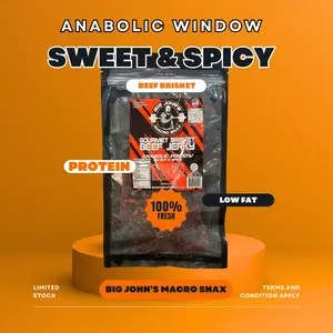 "Anabolic Window" Sweet & Spicy Brisket Beef Jerky - (6oz) High Protein Snack"
