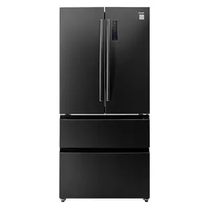 VEVOR French Door Refrigerator, 18.9 Cu. Ft. Kitchen Fridge, Counter Depth French Refrigerator with LED Display and 4 Casters, Frost-Free Bottom Freezer Refrigerators for Home Commercial Use, BlackVEVOR Super Brand Day