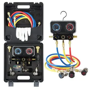 AC R1234YF R134A Gauge Set, Automotive Manifold Gauge Compatible with R1234YF R134A and R404A Refrigerants, Works on  Freon  and Evacuation