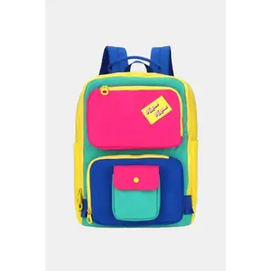 Himawari Contrast Nylon Backpack Bag with Handles