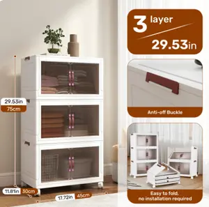 Three-layer plastic folding storage cabinet