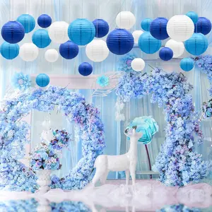 21Pack Blue Round Paper Lanterns Hanging Decorative Chinese Paper Lanterns Lamp for Birthday, Wedding, Christmas, Bridal, Home Decor, Party Decoration (Size of 4 6 8 10) - Home Improvement.