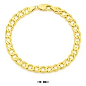 INTI DRIP 10k & 14K Yellow Gold Bracelet Cuban Curb Link 4.5 - 5.5mm Elegant Jewelry Made in Italy Hypoallergenic for Any Occasion