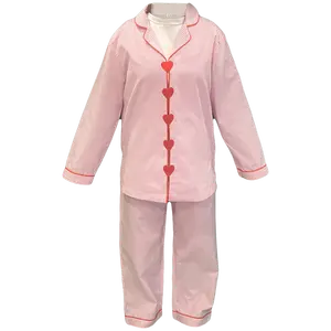 RAHA DUSE Love Heart Valentine Women Pajama Set Long Sleeve Sleepwear 100% Cotton Loungewear Womenswear