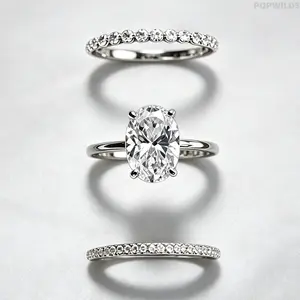 Women's Light Luxury 3-Pcs Stackable Zircon Ring Set, Versatile Exquisite Diamond-Look Sparkling Costume Jewelry