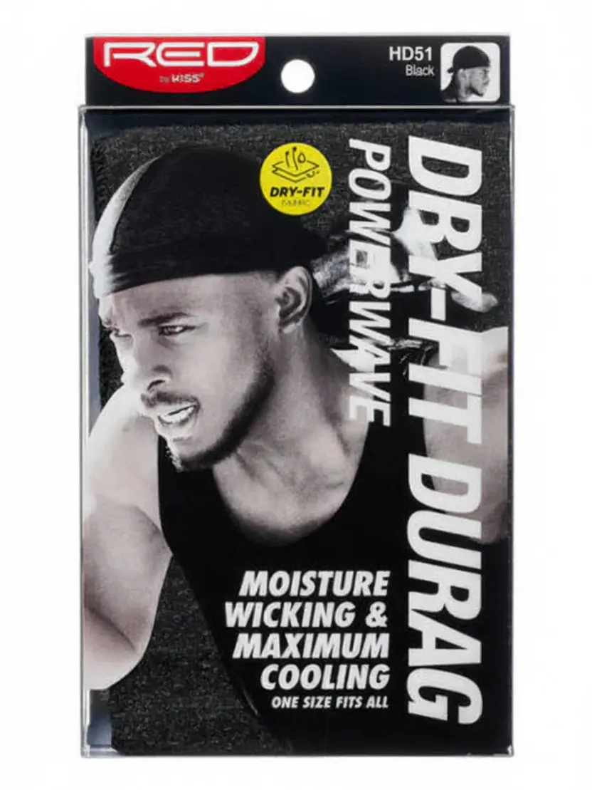 RED by Kiss Powerwave Dry-Fit Durag - Stylish & Versatile Design for Everyday Wear, One Size Fits All, Moisture Wicking & Maximum Cooling, Unisex