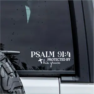 1PC For Car Windows Sticker For Cars/Faith Enthusiast Notebooks Grace Protection Signage Element Decor Car Stickers Make each use full of solemn guarded vibe, Scripture logo shape + cross details + grace slogan + white texture details fixed on items