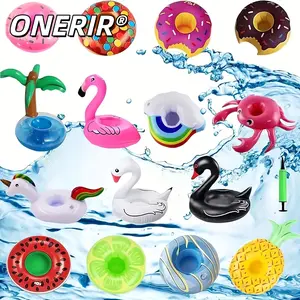 ONERIR 15 Pcs Inflatable Drink Holders Floats Flamingo Pool Cup Holders Inflatable Floating Beverage Beer Rack for Pool Party Hot Tub Lake  Beach Easy to Use  Portable couple gifts,summervibes