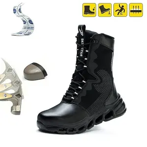 Men's Waterproof High-Cut Boots, Smash-Resistant Breathable Work Shoes with Steel Toe Cap, Durable Safety Footwear for Industrial Use