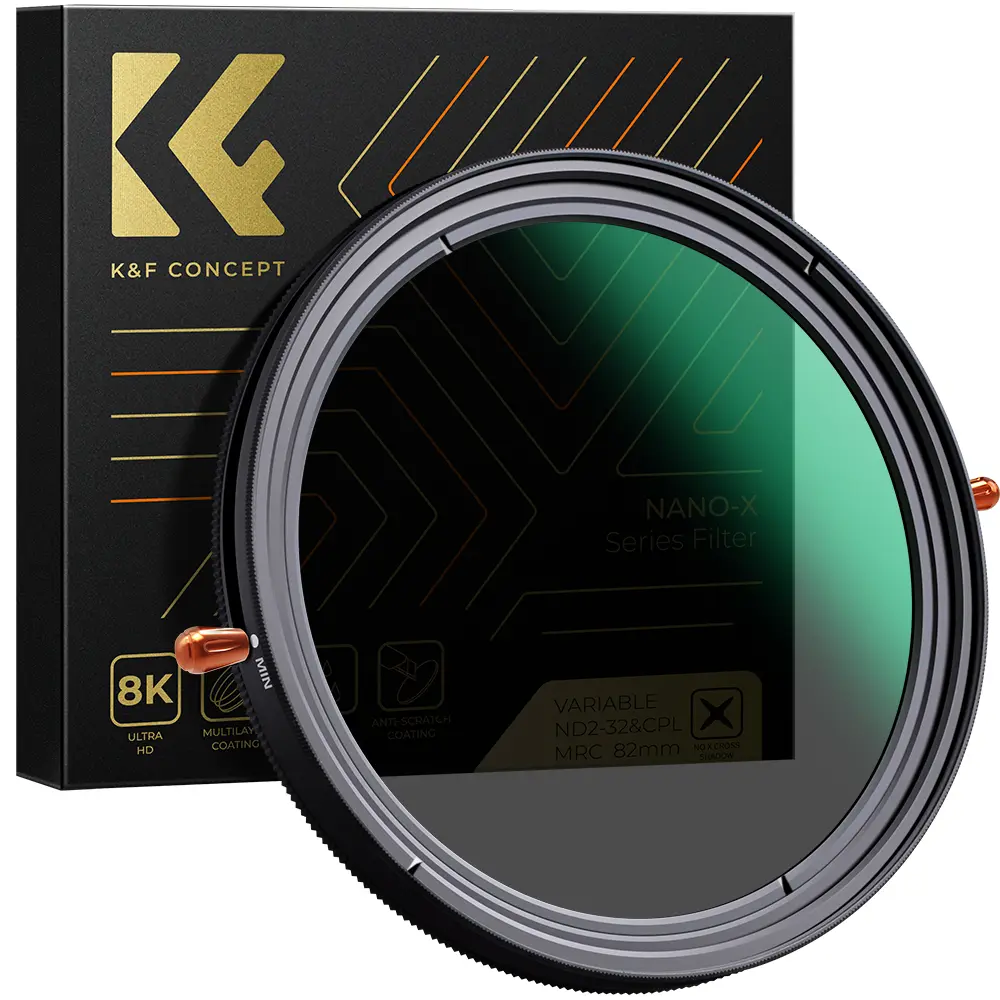 K&F CONCEPT Nano-X Series 2-in-1 Variable Fader ND Filter (ND2-ND32) & CPL Circular Polarizing Filter for Camera Lenses, Camera Accessories with Aluminium Frame, AGC Glass, Multi-Coated, No X Spot, Waterproof, Scratch-Resistant, Cpl Filter, Water Resistan