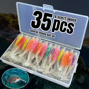 35pcs fishing lures, mixed colors 6.5cm/2.56inch suitable for catching mackerel, bass, black salmon, trout, perch, helping anglers increase their catch.