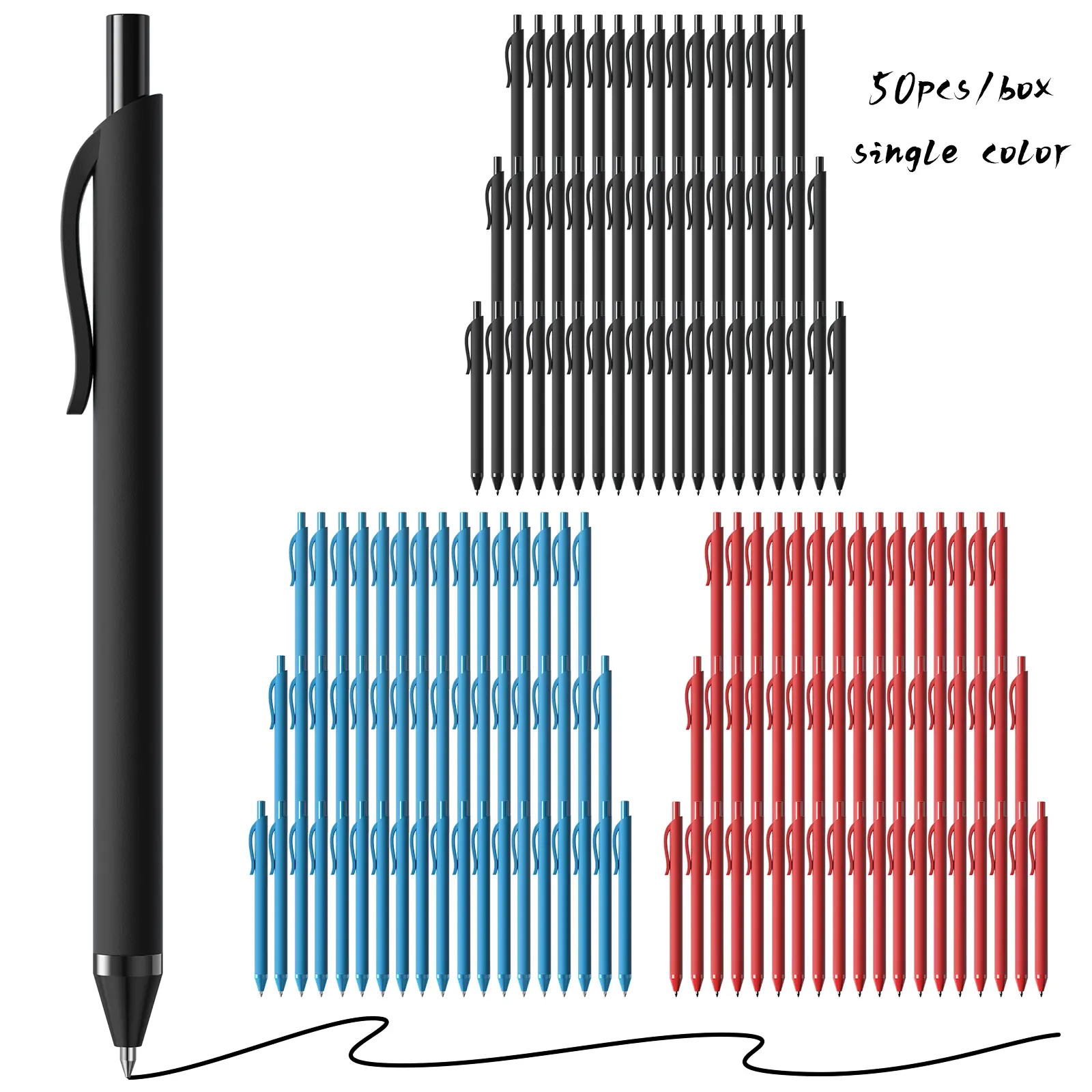 50 Pack Black Ink Pens - Bulk 1.0MM Medium Point Ballpoint Pens with German Ink for Smooth Writing No Bleed Retractable Design Ideal for Office & School