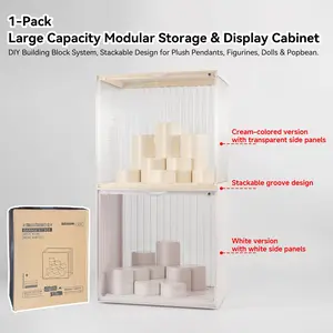 Plush Keychain Large Display and Storage Case, Dustproof & Moisture-Resistant, 20 Building Block DIY Modules, Customizable Stackable Combos, Ideal for Labubu, Skullpanda, DIMOO, HIRONO, MOLLY Collectors, Cute Soft Keychains, Keychain Series Figures