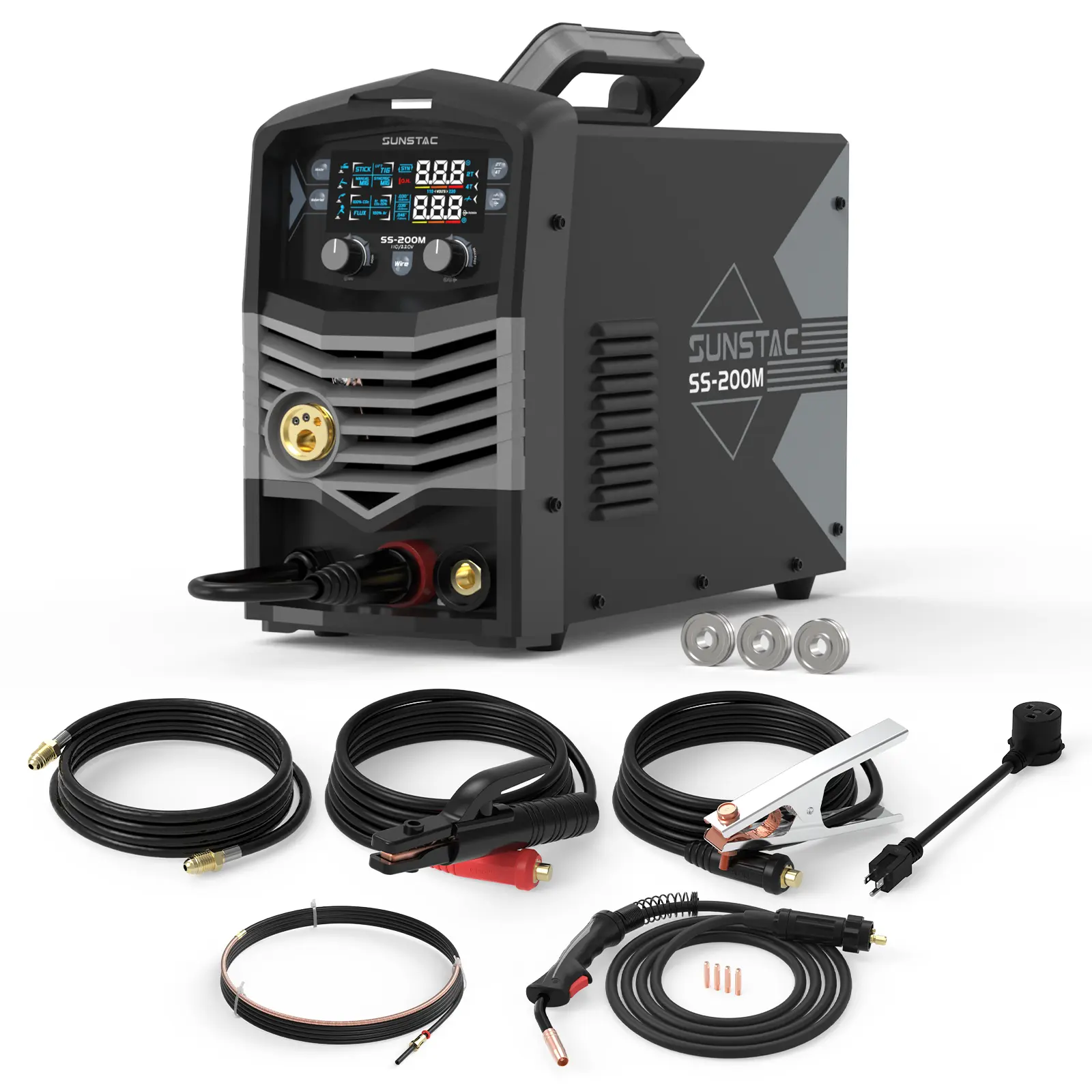 SS-200M 200A 5-in-1 Aluminum MIG Welder - Dual Voltage 110/220V Welding Machine for Home DIY & Repairs, Multi-Process for MIG, Gasless Flux, Spool Gun, Stick and Lift TIG