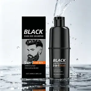 5-in-1 Black Hair Dye Shampoo for Men – 100ml – Fast & Simple – Covers Gray, Nourishes & Darkens – For Hair & Beard – Ammonia-Free – Natural Black Color – Easy At-Home Hair Coloring