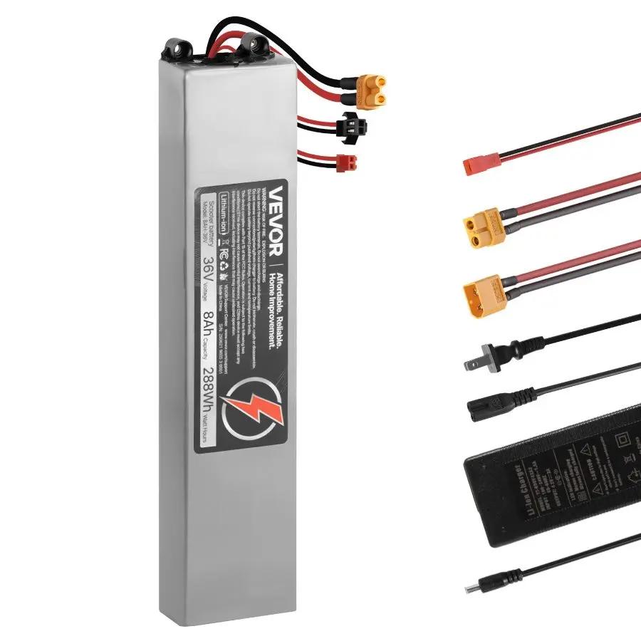 fathersdaygift Summervibes VEVOR 36V Scooter Battery Pack, 8Ah, 8000mAh Lithium Battery Replacement with 30A BMS, Charger, 500+ Cycles, Compatible with 1440W Motors, for Imitation M365 Electric Scooters, Without Communication