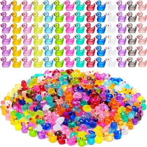 200pcs Luminous Mini Resin Ducks, Small Plastic Miniature Ducks Tiny Animals Bulk Glow in The Dark Figures for DIY Garden Dollhouse Decor Micro Home Landscape Aquarium Craft Gifts Party Favors Decorative