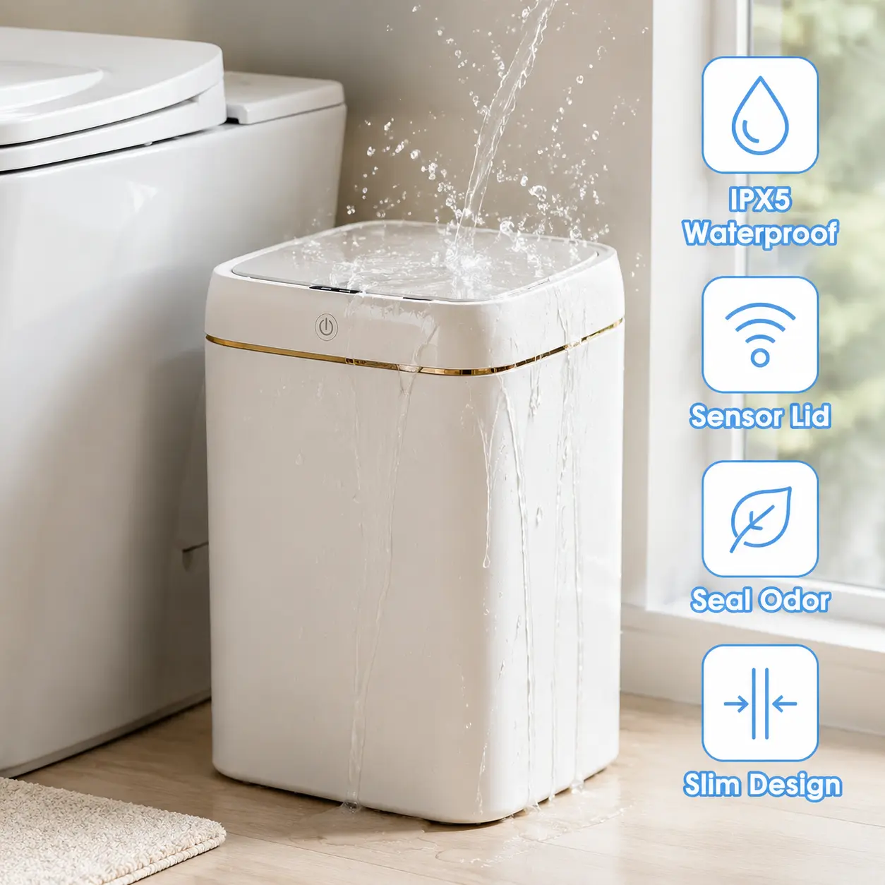 Touchless Motion Sensor Automatic Plastic Trash Can - 11L, 22.5x20x27cm, 2x AA Batteries, for Kitchen & Bathroom Home Supplies, Automatic Trash Can, Trash Cans For Kitchen