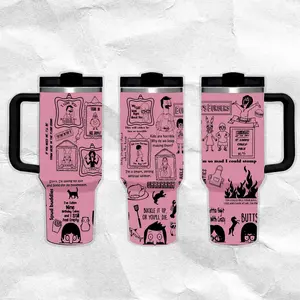 40oz Stainless Steel Vacuum Flask Bottle - Handle, Leakproof Insulation, Aesthetic Bobs Burgers Design, Gothic Retro Fantasy Lid, Portable Hawkins Horror-Inspired Water Bottle, Large Iced Coffee Drinkware (Great Gift for TV Fans)