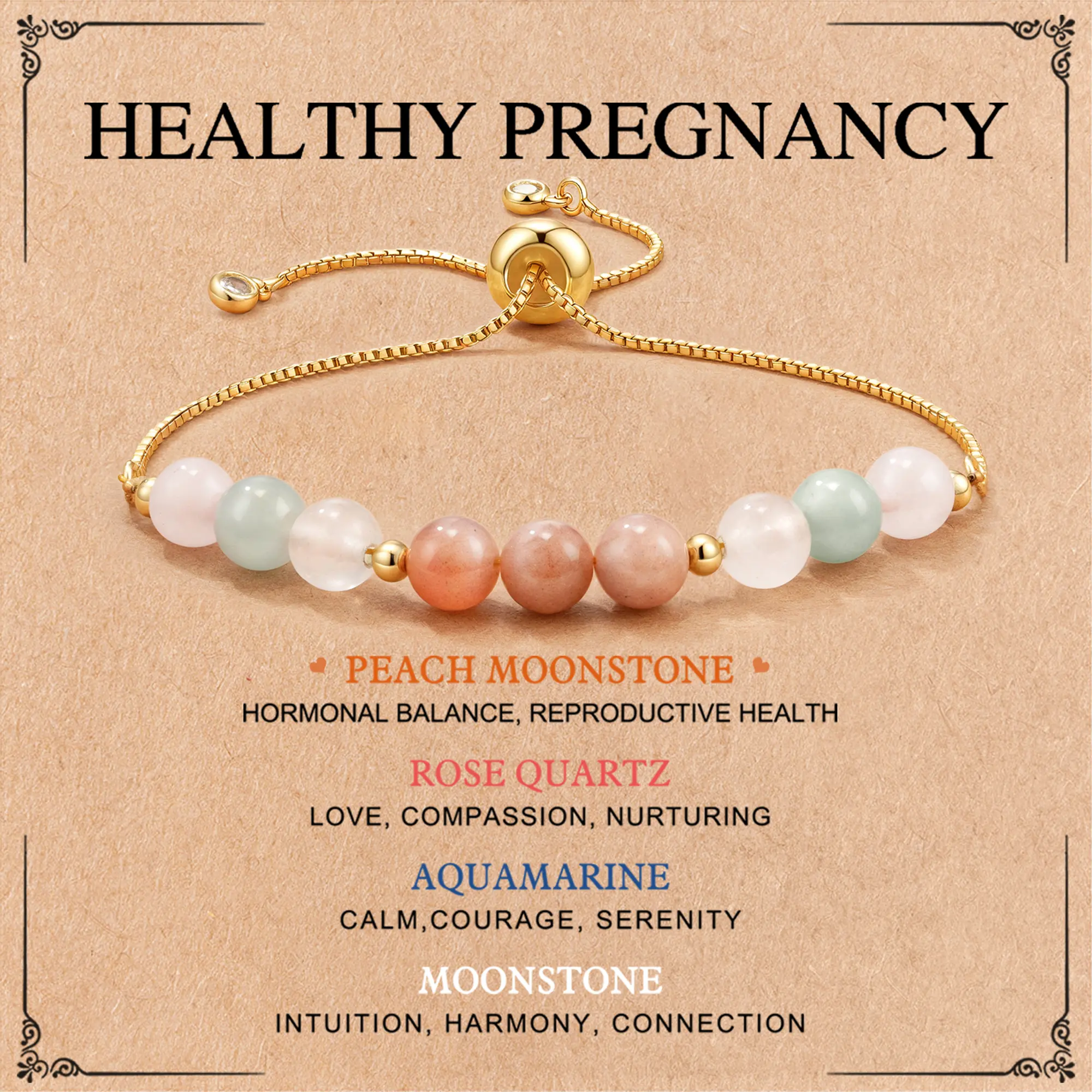 Healthy Pregnancy Gifts, Reproductive Health New Mom Gifts, Moonstone Bracelet for First Time Mom, Mothers Day Christmas Jewelry for Pregnant Women, Daughter, Niece, Sister, Friend, Wife Exquisite Jewelry