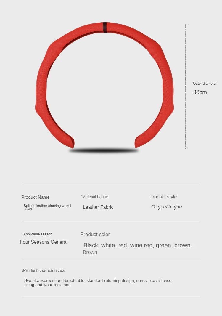 Universal Fit Car Steering Wheel Cover, Nappa Leather, Black with White Stitching, Ultra-Thin, Anti-Slip, Breathable, Quick Spin, All-Season, Auto Interior Kit