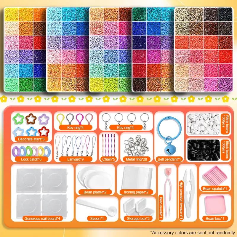 [Halloween Gift] Fuse Beads Kit 24/48/72/96/120-Colors – 2.6mm 3D Pixel Beads DIY Craft Set with Pegboards, Ironing Paper & Tweezers | All-in-One Beading Kit for Jewelry Making | DIY Jewelry Accessories | Pixel Art & Room Decor | DIY Craft Projects