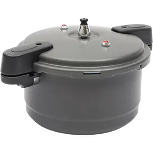 Aluminum Pressure Cooker, 9L/9.5Qt Hard Anodized with Induction Compatible Cookware, Aluminum Alloy, Spring Valve Safeguard Devices, Universal Bottom for All Stoves Dark Grey