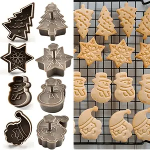 Plastic Christmas Cookie Mold Creative Press Cookie Mold Four-Piece Set of Kitchen Baking Tools Cookie Mold(4pcs/set)