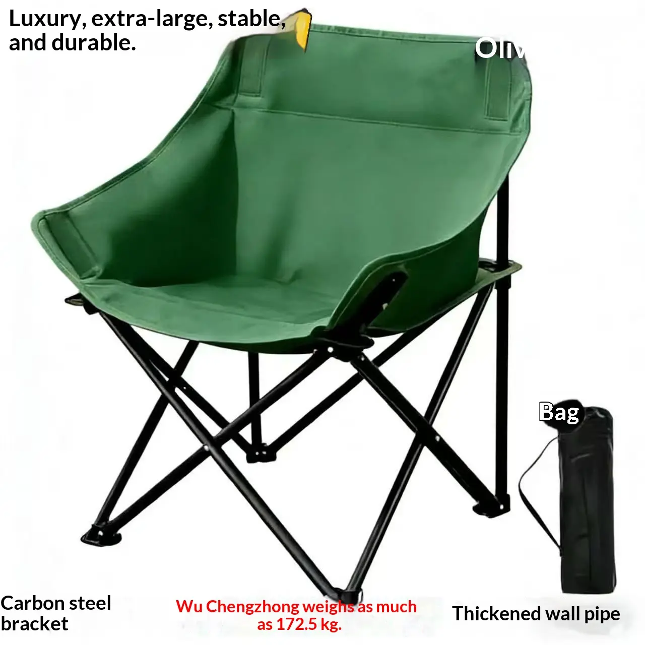 Folding Camping Chair, Portable Outdoor Backpacking Chair for Fishing, Hiking, Picnic, Camping, Beach, Lawn, Concert, Ultralight Compact Camping Chair with Carry Bag, 23"D x 14.2"W x 14.2"H