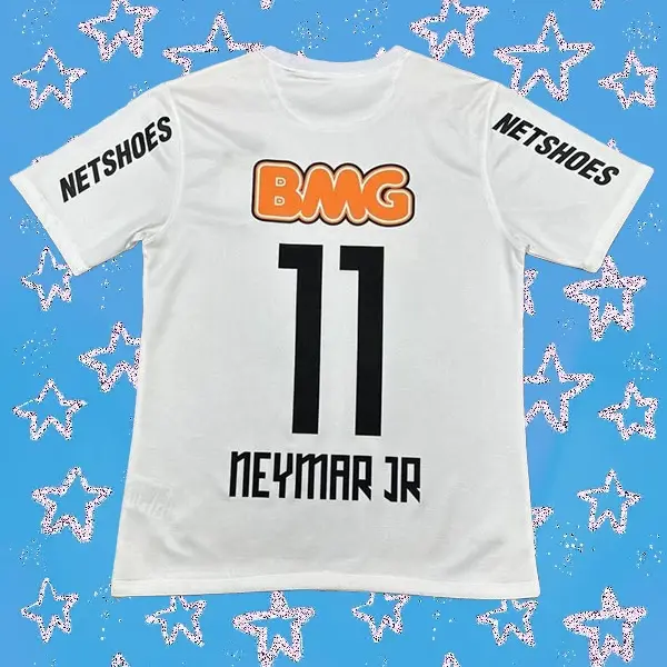 1213 Home White Retro No.11 Neymar Short Sleeved Soccer Jersey