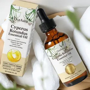 Rotundus Oil Oceaura for Natural Permanent Hair Reduction with Natural Aconite Root & Melaleuca Leaf, Gentle Skin Care, Moisturizing Hydrating Daily Use, Flammable Liquid-Free Formula