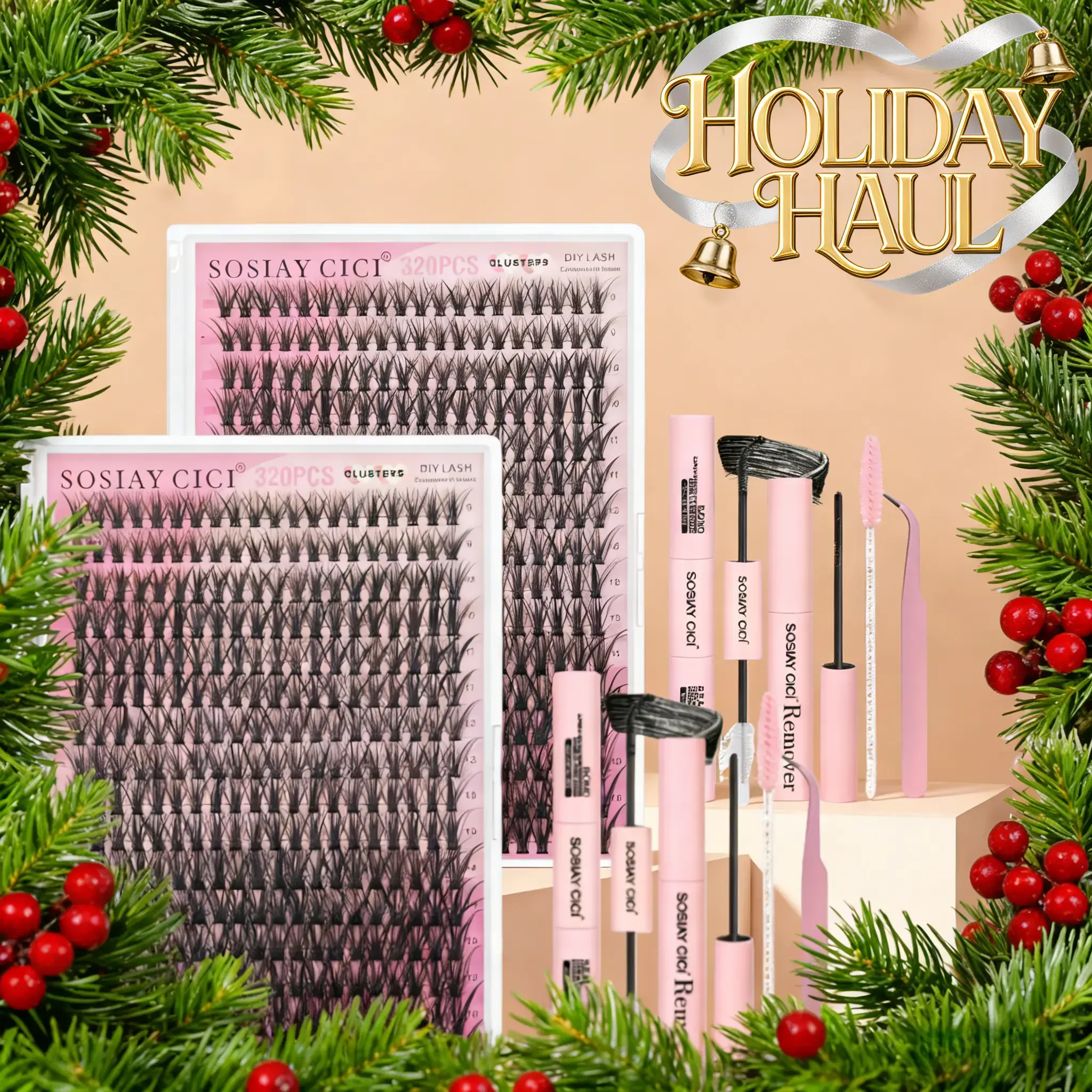 40D Lash Clusters Kit DIY Eyelash Extensions 9-16mm Natural Wispy 320Pcs All in One Tools Set Suitable for creating a variety of eye makeup looks. It is long-lasting and resistant to smudging, and the generous quantity ensures it lasts for a long time