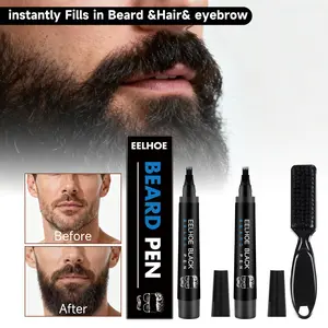 Waterproof Beard Filling Pen 2-Pack with Brush Long-Lasting for Men Natural Finish for Beard and Mustache Easy Application Smudge Resistant