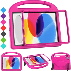 F-PCS09  Case for iPad A16 11 inch 2025 (11th Gen) & iPad 10th Generation (10.9" 2022), Durable Shockproof Stand Cover with Screen Protector/Pencil Holder/Handle , Pink